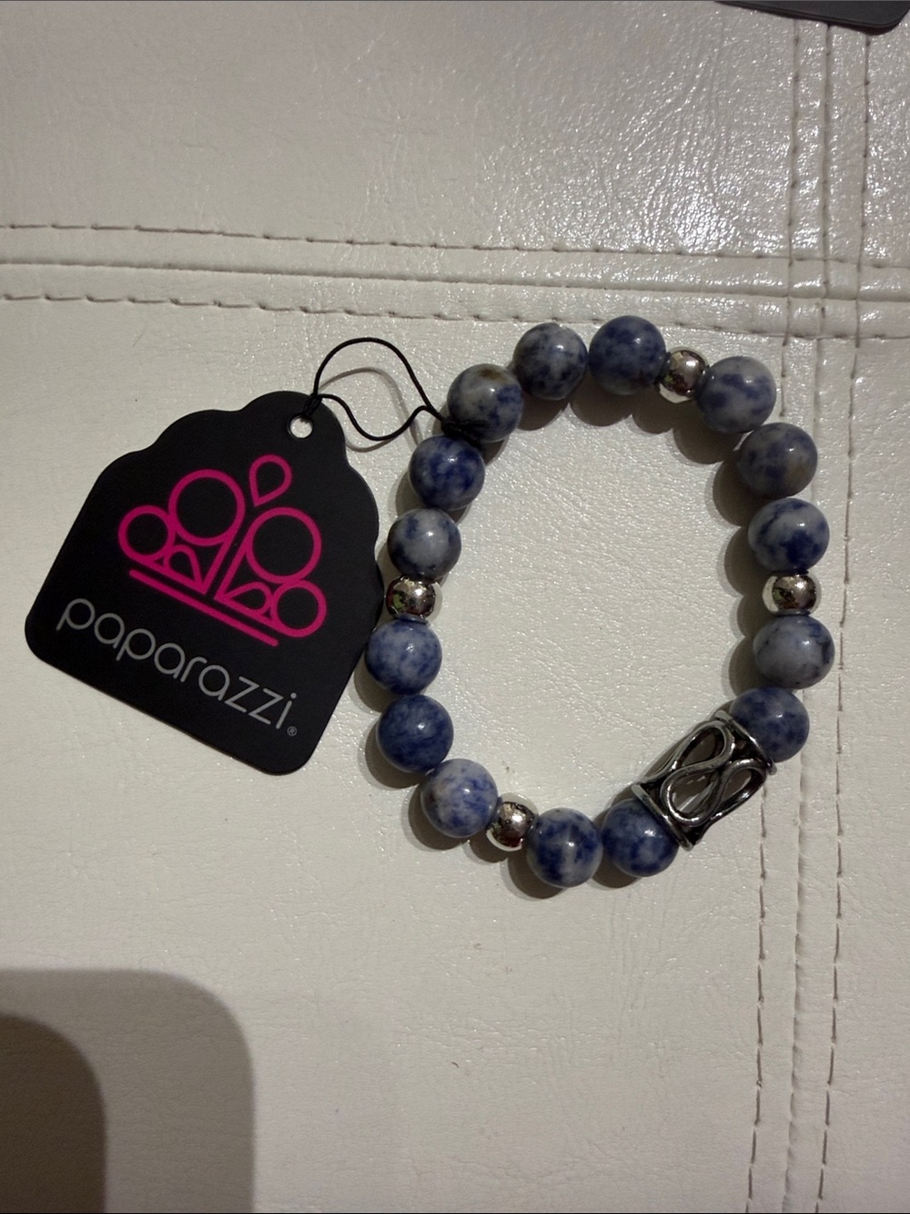 Paparazzi Blue and White Sodalite-Style Beaded Stretch Bracelet